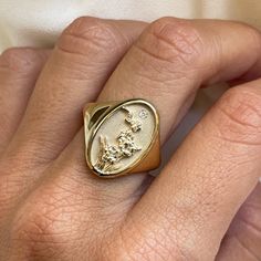 AUGUST BIRTH FLOWER SIGNET RING |. STARLING JEWELRY – Starling August Birth Flower, August Baby, Organic Cleaning Products, Baguette Ring, Special Ring, Rainbow Bracelet, Starling, Birth Flower, Delicate Rings