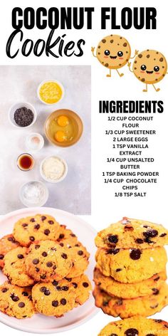 an advertisement with cookies and other ingredients on the front, along with instructions for how to make them