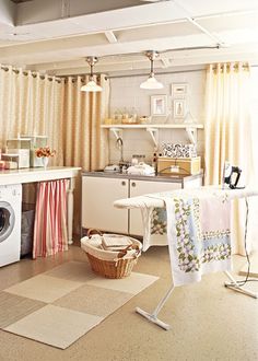 a washer and dryer in a small room