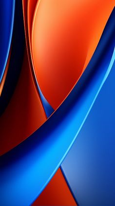 an orange and blue abstract background with curves