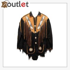 Black Western Mens Cowboy Long Fringed Suede Leather Jacket Leather Jacket Rock, Western Jackets, Pride Wear, Mens Western, Studded Leather Jacket, Suede Leather Jacket, Life Quality, Studded Jacket, Mens Cowboy