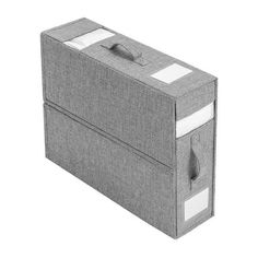 a gray box with two white stripes on it