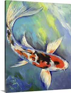 a painting of a koi fish swimming in the water