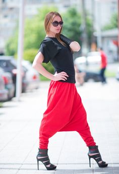 "This is the Red Cotton Harem Pants have Amazing look , so comfy and easy to wear at the same time a touch of elegance and style, will give you chic and edgy look. Wear it with heels, sneakers,trainers ,wedges ,favourite tee or top,....or what else do you have in mind, will be just PERFECT.... Made of : Cotton fabric 95% , 5% elastane The model wears size M - 5,6' / 170 cm Available Size: XS, S, M, L, XL, 2XL,3XL,4XL CARE Machine Wash 30oC Hand Wash with warm water Medium hot iron Tumble Low Han Red Fitted Casual Yoga Pants, Red Stretch Joggers Athleisure Style, Red Stretch Joggers For Athleisure, Sporty Stretch Red Joggers, Red Stretch Sporty Joggers, Red Loosely Fitted Cotton Harem Pants, Stretch Red Harem Pants, Casual Red Baggy Pants, Red Baggy Casual Pants