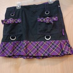 Tripp Nyc Goth Punk Black Purple Plaid Pleated Mini Skirt Xs Supe Rare!! *** In Excellent Condition!! Smoke Free Clean Home!!! Vintage Hot Topic, Deadstock, Y2k Ask Any Questions You May Have !!! *** :))) Fitted Edgy Purple Bottoms, Edgy Fitted Purple Bottoms, Fitted Purple Y2k Bottoms, Tripp Nyc Sweater, Vintage Hot Topic, Vintage Tripp Nyc, Punk Pleated Mini Skirt, Tripp Nyc Skirt, Gothic Mini Pleated Skirt