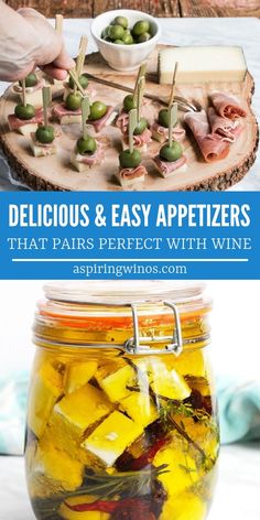 pickles and appetizers in jars with text overlay