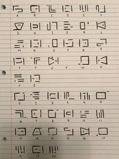 some type of writing on lined paper with cursive numbers and symbols in it