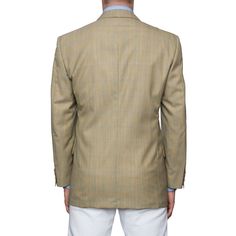 NEW EU Size: 48 US Size: 38 Athletic Fit Light Khaki Prince of Wales 100% Wool Three Button Closure , Full Canvassed Unvented French Lined Non-Working Sleeve Buttonholes Flap Pockets Notch Lapel Made In Italy Shoulder (seam to seam): 19.75" Jacket Length: 30.25" Sleeve Length (top of the shoulder seam to the edge of the vented side of the sleeve): 24.75" Chest (pit to pit): 43" Waist: 39.5" This product is located in our EU warehouse. Beige Semi-formal Blazer With Button Closure, Beige Sport Coat With Notch Lapel And Concealed Placket, Beige Double-breasted Blazer With Concealed Placket, Beige Business Blazer With Buttons, Beige Semi-formal Blazer With Buttons, Beige Business Sport Coat With Hidden Button Closure, Luxury Beige Blazer With Button Closure, Tailored Beige Blazer With Button Closure, Business Beige Sport Coat With Double Button Closure