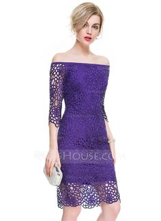 [AU$ 154.00] Sheath/Column Off-the-Shoulder Knee-Length Lace Cocktail Dress (016077830) Off The Shoulder Cocktail Dress, Weekend Outfit Fall, Cocktail Dress Patterns, Casual Wedding Attire, Cheap Cocktail Dresses, Dresses Australia, Lace Cocktail Dress, Lace Prom Dress, Prom Dresses Online