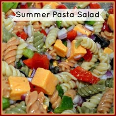 the pasta salad has many different types of vegetables