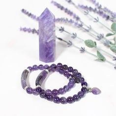 Amethyst Beaded Bracelet | Heart Charm Bracelet Photography, Amethyst Beaded Bracelet, Amethyst Crystal Bracelet, Locket Earrings, Amethyst Bracelet Beads, Meaningful Symbols, Malachite Bracelet, Crystal Goddess, Lava Bracelet