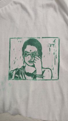 Charulata Handprinted Lino Block Print T-Shirt, Unisex T-Shirt, Cotton T-Shirt, Trendy casual t-shirt Comes with a Charulata, Satyajit Ray Print This tshirt can be given as a gift Wash Care Easily Home Washable Stencil T Shirt, Screen Print Shirt Designs, Artistic Crew Neck T-shirt With Printing, Drawing On T Shirt, Artistic Green Crew Neck T-shirt, Artistic Printed Crew Neck T-shirt, Hand Printed Short Sleeve Graphic Tee, Hand Printed Graphic Tee With Short Sleeves, Green Cotton T-shirt With Screen Print