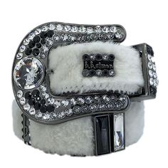 material: crystal, fur SKU: 9191-F83-CLear.Jet-BF color: white White Belts, Bling Belts, Y2k Accessories, Crystal Belt, 2000s Fashion Outfits, Trailer Park, White Belt, White Fur, 2000s Fashion