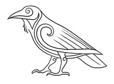 a black and white drawing of a bird