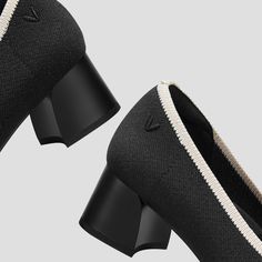 Julie Round-Toe Chunky Heels Black & Beige-Washable & Comfortable | VIVAIA Chunky Heels Black, Black Chunky Heels, Natural Cushions, Deodorizing, Thick Heel, Heels Black, Soft Natural, Thick Heels, Social Events