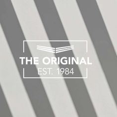 the logo for the original est 1994 is shown in white and black stripes on a gray background