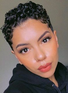 Woman Tapered Haircut, Curly Pixie Natural Hair, Pixie Curly Haircut For Black Women, Short Curly Fade Women, Biracial Short Curly Hair, Curly Hair Styles Short Natural Curls African Americans, Super Short Curly Hair Black Women, Curly Pixie Black Women, Super Short Curly Pixie