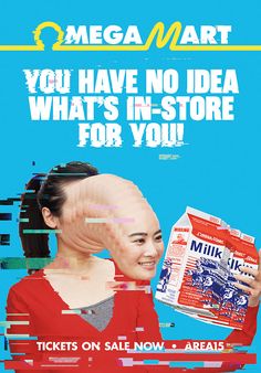 a woman holding a bag of milk with the caption mega mart you have no idea what's in store for you