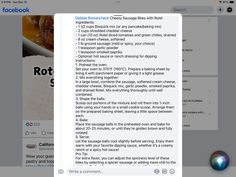 an image of a web page with the recipe section on it's left side