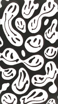 an abstract black and white painting with swirls