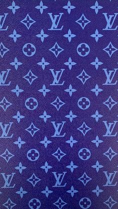 the blue and white louis vuitton pattern is shown on this purple background,