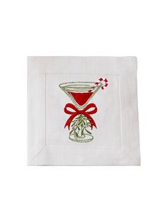 Holiday Martini Cocktail Napkins Weston Table Christmas Cocktail Napkins, Hand Embroidery Cocktail Napkins, Embroidery Cocktail Napkins, Holiday Martinis, Fabric Cocktail Napkins, Embroidered Linen Cocktail Napkins, Linen Cocktail Napkins, Martini Cocktail, Cocktail Napkins