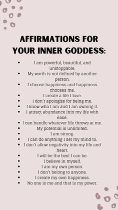 the poem affirmmations for your inner goddess