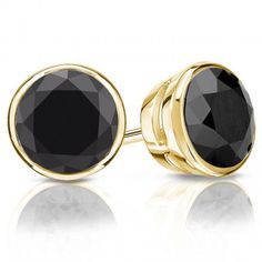 Fine Jewelry Black Diamond Round Earrings, Black Diamond Cut Round Earrings, Elegant Black Round Cut Earrings, Classic Black Diamond-cut Earrings, Classic Black Diamond Cut Earrings, Gift Black Diamond Round Earrings, Gift Round Black Diamond Earrings, Black 14k Gold Jewelry With Brilliant Cut, Round Black Jewelry With Diamond Cut