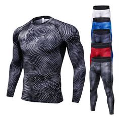 Season:Winter,Fall; Fabric:Polyester; Sleeve Length:Long Sleeve; Look After Me:Washable,Wet and Dry Cleaning; Gender:Men's; Activity:Running,Fitness,Jogging,Gym Workout; Clothing Type:Compression Shirt and Pants; Elasticity:Micro-elastic; Occasion:Casual,Athleisure; Function:Breathable,Soft; Waistline:Mid Waist; Pattern:Snakeskin,Printed; Design:2 Piece,Elastic Waistband; Neckline:Crew Neck; Sports Clothing Sub Category:Compression Shirt,Gymnastics Suits,Compression Set; Listing Date:07/19/2024; Bust:; Hip:; Length:; Pants Length:; Sleeve Length:; Waistline:; Shoulder Width: Winter Compression Activewear With Long Sleeves, Breathable Long Sleeve Activewear For Winter, Breathable Snug Fit Long Sleeve Activewear, Snug Fit Winter Activewear For Gym, Winter Activewear With Snug Fit For Gym, Breathable Fitted Activewear For Winter, Winter Compression Activewear For Gym, Winter Compression Gym Activewear, Breathable Winter Activewear For Training