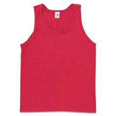 These adult tank tops are the perfect blank canvas for your own unique designs. Make one-of-a-kind tops for holidays  family events  and other special occasions. Available in multiple colors and sizes  these sleeveless tops are a 50/50 blend of polyester and cotton jersey knit. - Adult Tank Top - Red  Medium Affordable Red Sleeveless Tank Top, Pre-shrunk Cotton Sleeveless T-shirt, Red Cotton Racerback Tops, Basic Red Tank Top For Summer, Cotton Racerback Top, Red Cotton Racerback Tank Top, Solid Crew Neck Cotton Vest, Cotton Crew Neck Vest, Solid Cotton Crew Neck Vest