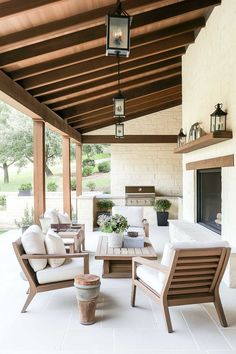 50+ Creative Covered Patio Ideas Attached to House with Fireplace Outdoor Cabana Ideas, Mediterranean Backyard Ideas, Farm Patio, Patio Roof Extension Ideas, Patio Extension Ideas, Mediterranean Backyard, Pool Fire Pit