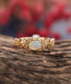 Vintage oval cut opal engagement ring,14k gold ring for women,delicate milgrain ring,promise ring,anniversary gift for her by TopLoveStudio on Etsy https://www.etsy.com/listing/702854468/vintage-oval-cut-opal-engagement-ring14k Unique Yellow Gold Ring, Oval Opal Engagement Ring, Opal Wedding Band, Milgrain Ring, Opal Engagement Ring, Yellow Engagement Rings, Engagement Rings Marquise, Pink Sapphire Ring, Chevron Ring