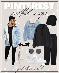 Winter Outfit Jean Jacket, Jean Jacket With Sherpa Outfit, Jumper And Denim Jacket Outfit, Sweatshirt Jean Jacket Outfit, Denim Winter Jacket Outfit, Hoodie Under Denim Jacket, Oversized Sherpa Denim Jacket Outfit, Outfit With Oversized Jean Jacket, Light Blue Jeans Jacket Outfit