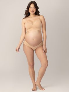 The perfect alternative to granny-panty maternity underwear! The Under-the-Bump Bikini Underwear for maternity and postpartum features stretchy fabric that sits just below your baby bump and naturally conforms to your changing body. Women at all stages of pregnancy love the clever notched design of these maternity panties, which offer full rear coverage with a no-roll waistband.  A five-pack of our fan-fave undies Low-rise panties for pregnancy and postpartum Low cut also works for C-section rec Fitted Bump Friendly Nursing Bra For Maternity, Seamless Fitted Nursing Bra For Maternity, Fitted Maternity Nursing Bra, Fitted Beige Nursing Bra With Soft Touch, Fitted Soft Touch Beige Nursing Bra, Fitted Beige Soft Touch Nursing Bra, Fitted Seamless Maternity Bottoms, Seamless Fitted Maternity Bottoms, Delivery Gown