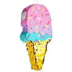 an ice cream cone has sprinkles on it