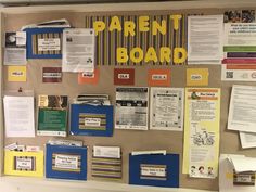 the bulletin board is covered with papers and magnets