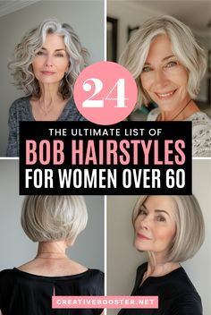 Bob Hairstyle Ideas, Grey Bob, Short Bobs, Short Wavy Bob, Layered Bob Short, Hairstyles For Women Over 60, Medium Bob, Chin Length Bob