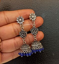 Fashion Earrings Handmade Indian Jhumka. Oxidized Earrings. Light weight earrings. Ethnic Earrings. Silver Plated Earrings Beaded Necklace Designs, Traditional Earrings, Ethnic Earrings, Light Weight Earrings, Jaipur, Necklace Designs, Earring Gifts, Handmade Earrings, Earrings Handmade