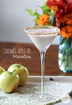 the caramel apple pie martini is ready to be served