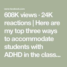 608K views · 24K reactions | Here are my top three ways to accommodate students with ADHD in the classroom. Here’s some clarifiers: - I work with Middle School students. These are geared toward middle school a | Here are my top three ways to accommodate students with ADHD in the classroom. Here’s some clarifiers: - I work with Middle School students. These are... | By Mr. LindsayFacebook Impulse Control, Instructional Strategies, Executive Functioning, Speech Language Therapy, Middle School Student, School Age, Language Therapy, Special Education Teacher, School Students