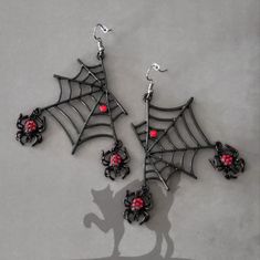 New Metal Earrings Earring 2x2.5" Tags: Halloween Horror Emo Scene Goth Punk Rockabilly Fashion Jewelry Accessory Spider Black Widow Web Alternative Halloween Jewelry For Concert, Black Jewelry For Halloween Concert, Alternative Style Jewelry For Halloween Concert, Edgy Pierced Halloween Earrings, Edgy Pierced Earrings For Halloween, Edgy Halloween Pierced Earrings, Gothic Jewelry For Halloween Concert, Gothic Halloween Jewelry For Concert, Emo Metal Earrings For Halloween