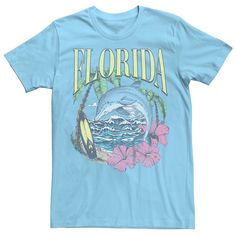 No matter where you travels lead you, you'll arrive in style wearing this men's Florida tee. No matter where you travels lead you, you'll arrive in style wearing this men's Florida tee. FEATURES Crewneck Short sleeveFABRIC & CARE Cotton Machine wash Imported Color: Light Blue. Gender: male. Age Group: adult. Pattern: Graphic. Florida Dolphins, Room Wishlist, Dolphin Art, Oversized Tees, Beach Room, Beach Tee, Halloween Nurse, Coconut Girl, Cute Preppy Outfits