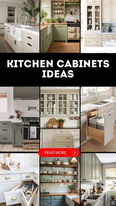 the kitchen cabinets are all different colors and sizes