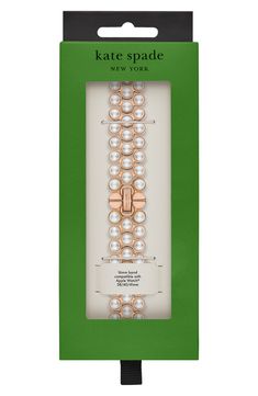 Faux-pearl insets lend elegant charm to this polished bracelet watchband that's a sweet and stunning match for your Apple Watch. Apple Watch not included Faux-pearl size: 4mm Compatible with all 38mm-42mm Apple Watch styles Stainless steel/faux pearl/goldtone plate Imported Apple Watch Bracelet, Apple Watch Bracelets, Watch Bracelet, Birthday Wishlist, Fabric Gifts, Pearl Size, Print Gifts, Apple Watch Bands, Watch Band