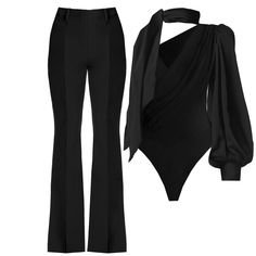 Fitted, high-waisted women's trousers. Tailored cut emphasizing the figure, viscose fabric, flared leg, pressed edge, front fastening, side pockets. The trousers form a set with the Palermo Corset, Sanremo Corset, Sanremo Jacket, Palermo Jacket.  Also looks stunning with Maya Body  Dry Cleaning or delicate water wash Iron at 110 ° C  COMPOSITION: 64% Polyester, 33% Viscose, 3% Elastane LINING: 65% Viscose, 35% Polyester Made in: Poland Water wash at 30 Elegant Flares For Night Out, Elegant Black High-waisted Flare Pants, Elegant Black High-waisted Flares, Elegant Stretch Flares, Black Elegant Evening Flares, Elegant Black Flares For Evening, Elegant Black Flares For Night Out, Elegant Black Flares For Party, Elegant Black Evening Flares