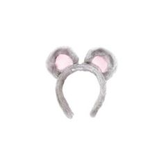 a gray and pink mouse ears headband