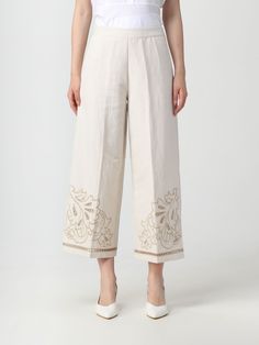 Find TWINSET Pants In Linen And Lurex on Editorialist. Casual Style Cropped Fit Linen Lurex Handcrafted Thread Embroidery With Beads High Waist Side Zip Closure 2 American Pockets Straight Leg Straight Hem Embroidery With Beads, Pants For Woman, Thread Embroidery, White Pants, Linen Pants, Beaded Embroidery, Bottoms Pants, Side Zip, Casual Style