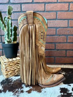 Corral Women's Tan Swarovski Crystals Fringe Tall Snip Toe Cowgirl Boot C2910 | Painted Cowgirl Western Store Snip Toe Cowgirl Boots, Western Store, Cowgirl Boot, Western Boots Women, Cowgirl Western, Western Hats, Western Boot, Cowgirl Boots, Western Boots