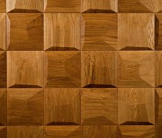 a wooden wall made up of squares and rectangles