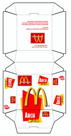 an open box with the mcdonald's logo on it, cut out from paper